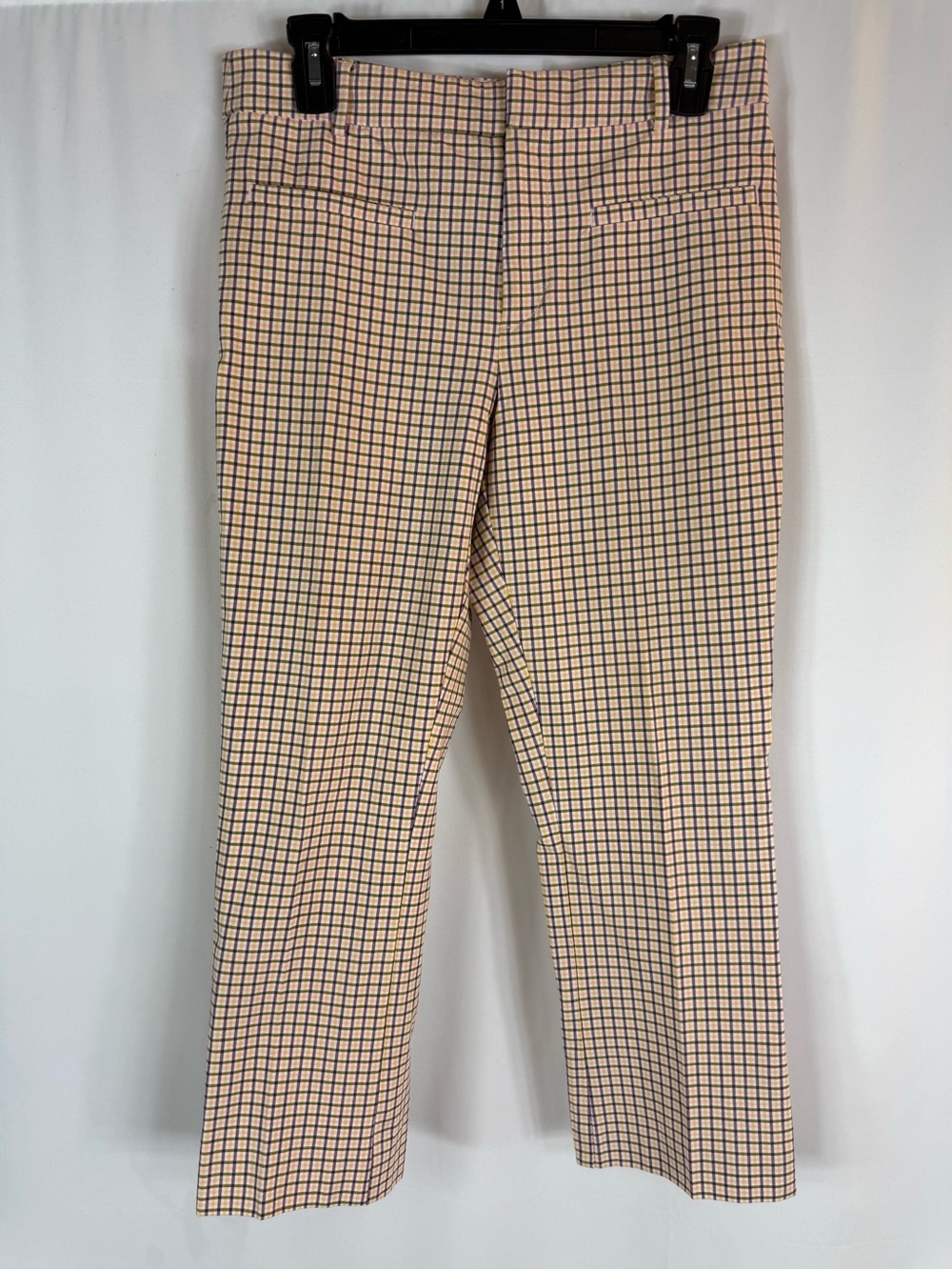 Anthropologie Maeve Lavender, Cream & yellow Plaid Cropped Pants size:6P